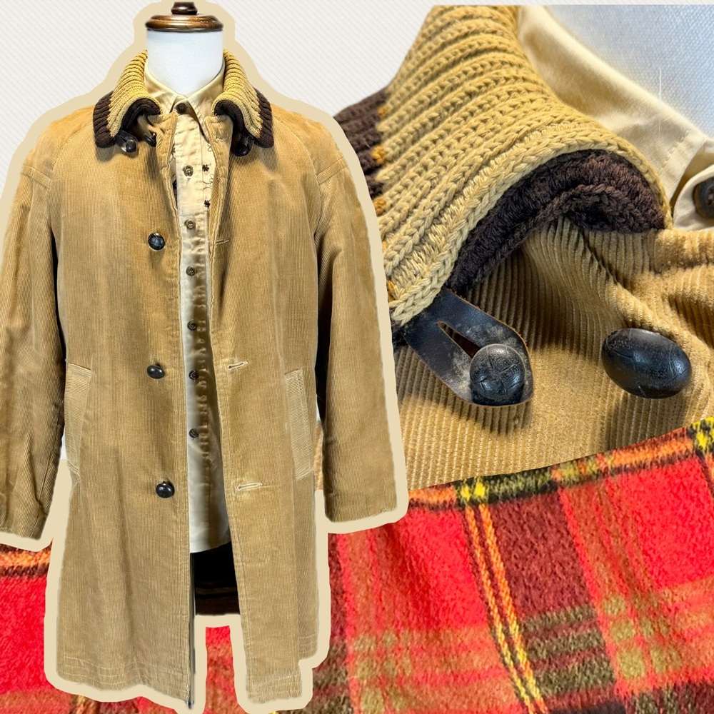 VINTAGE 60s corduroy barn coat chore‎ field jacket wool plaid men’s Penney’s 70s